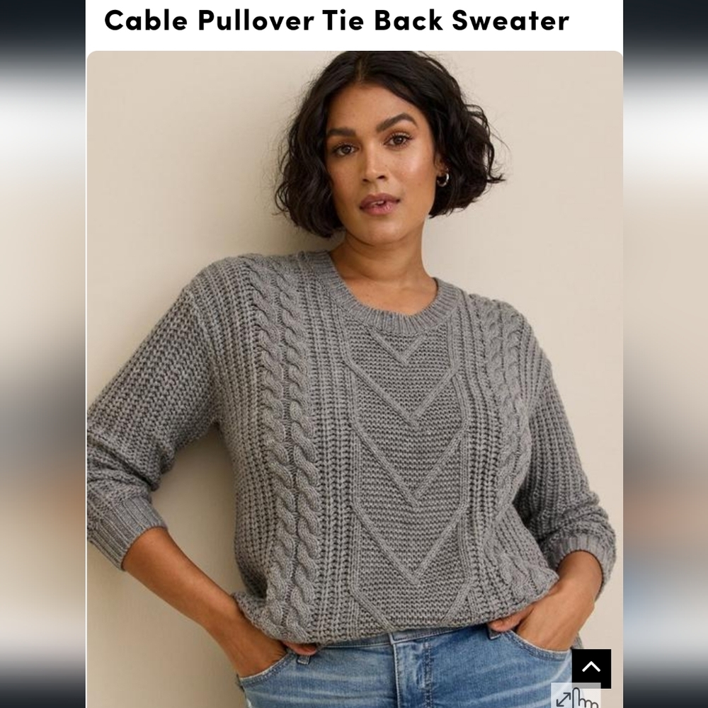 Torrid Cable Pullover Tie back Sweater